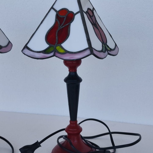 Stained glass table lamps, set of 2