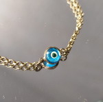 Silver bracelet with evil eye and cross used, 925 silver, 17.5 cm