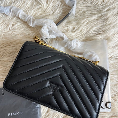 Pinko shoulder bag new, black with gold details