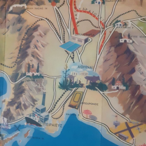 Map of Attica used, Greek Water Company 1960s