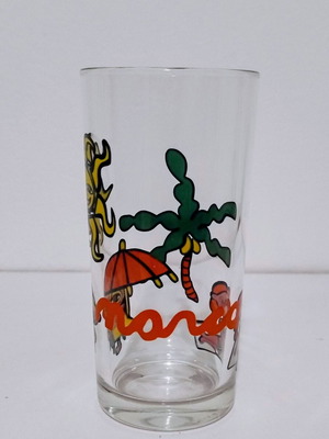 Vintage glass with cheerful tropical design made in Italy, like new