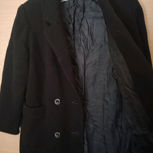 DUR women's wool coat used, with lining and buttons black