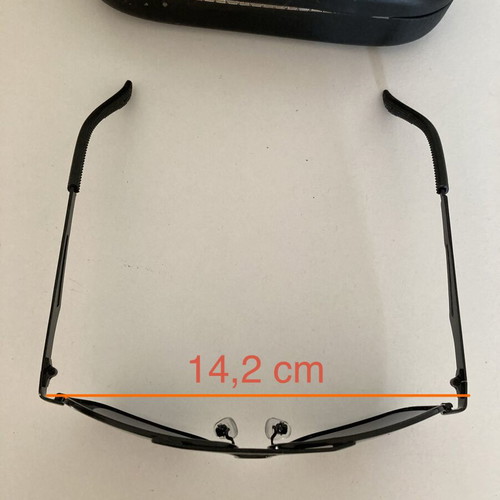 Black metal frame sunglasses with hard case