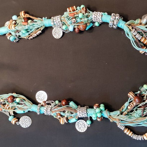 Handmade necklace with multiple turquoise cords Boho Statement like new
