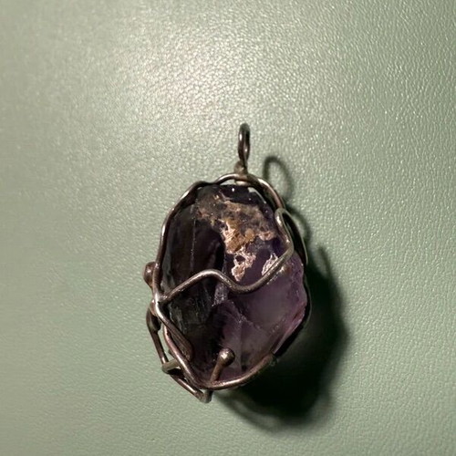 Handmade pendant with amethyst semi-precious stone like new