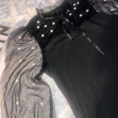Shein blouse with pearls new, size XL, black