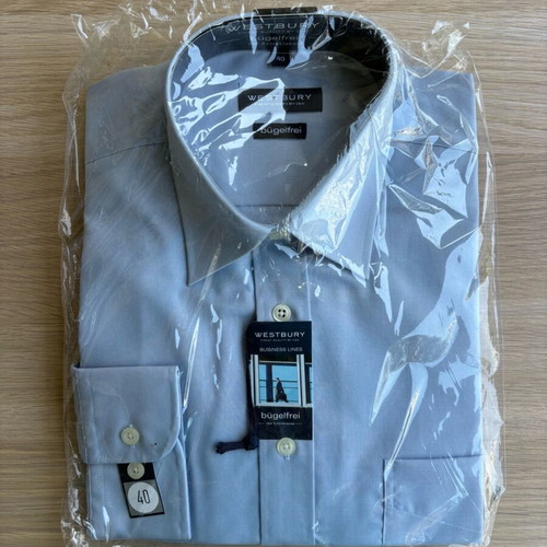 New Westbury solid color shirt, light blue, size M