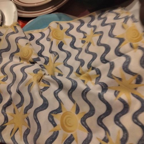 Table linens used sea-themed, round 165 cm and square 73x73 cm