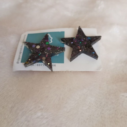 Glitter earrings new star-shaped black and multicolored
