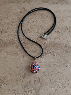Handmade blue red egg pendant new