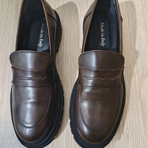 Women's leather shoes Made in Italy, brown, size 40