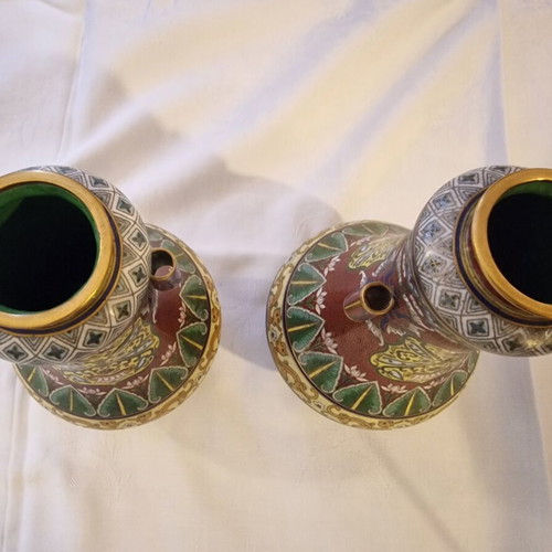 Chinese vases used, pair, 24.5 cm, early 20th century