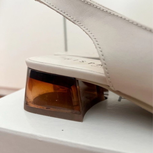 Hispanitas women's slingback shoes like new, ecru with gold buckle