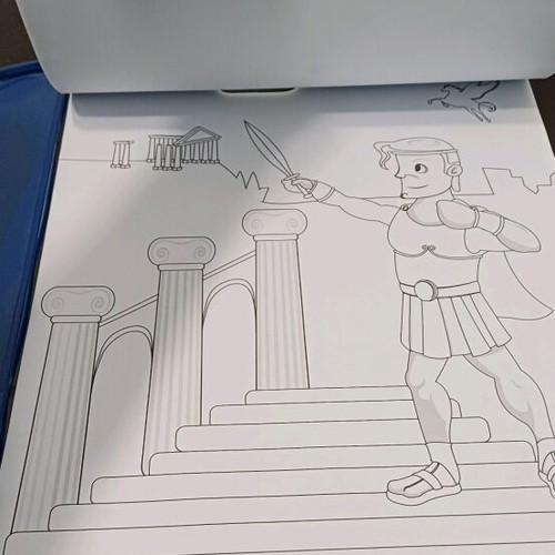 Drawing pad used with designs from Greek mythology