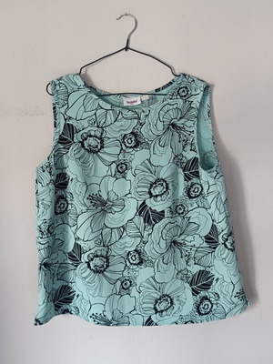 Sleeveless blouse, turquoise and black