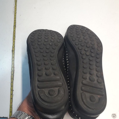 Women's leather shoes size 36, black, flat with soft rubber sole