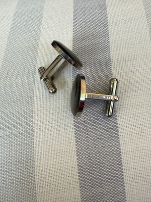 Black Steel cufflinks pair, polished stainless steel