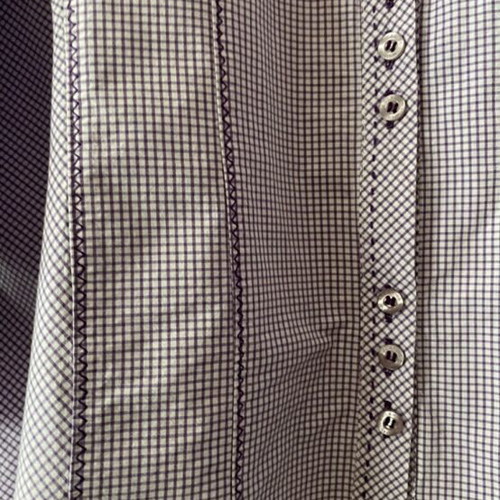 Women's checked shirt purple white 3/4 sleeve like new Clarina Collection
