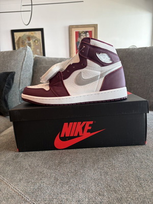 Air Jordan 1 Retro High OG Bordeaux Metallic Silver White sneakers new size 44.5