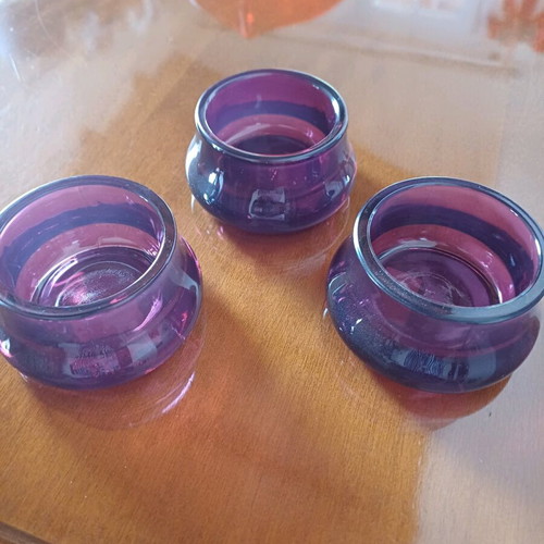 Set of three purple IKEA tealight holders like new