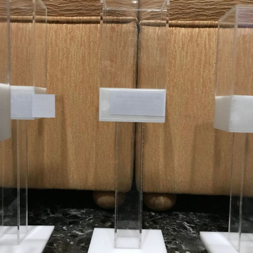 Plexi glass product display stands new, set of 3 pieces