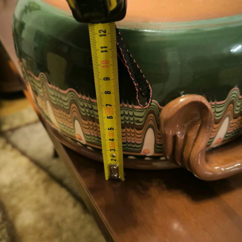 Hand-painted clay pot in excellent condition
