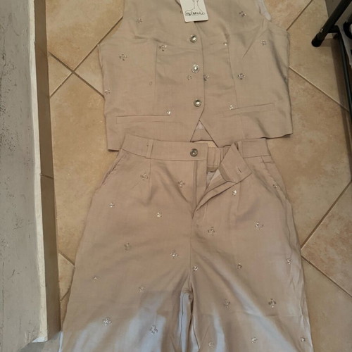 Vest and pants set new, beige, size S/M