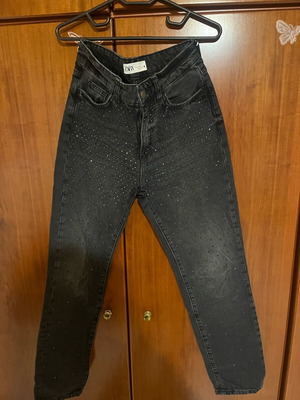 Zara jeans with rhinestones like new, blue, size XS
