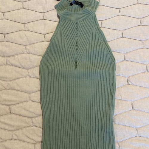 High Neck Green Rib Top new with tags