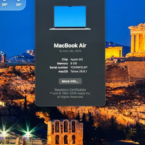Apple MacBook Air 15” M2 laptop, 8GB RAM, 256GB SSD, silver