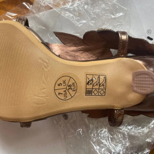 Heels new decorated with stones, size 38, 10cm heel height, brown