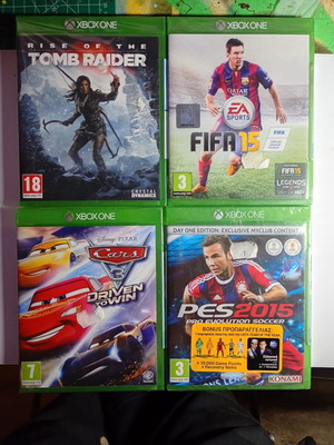 Microsoft Xbox One games bundle: Rise of the Tomb Raider, Cars 3, FIFA 2015, PES 2015