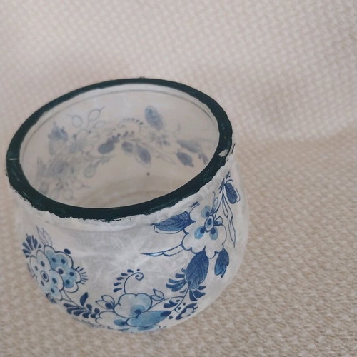 Handmade jar decorated with decoupage technique, new