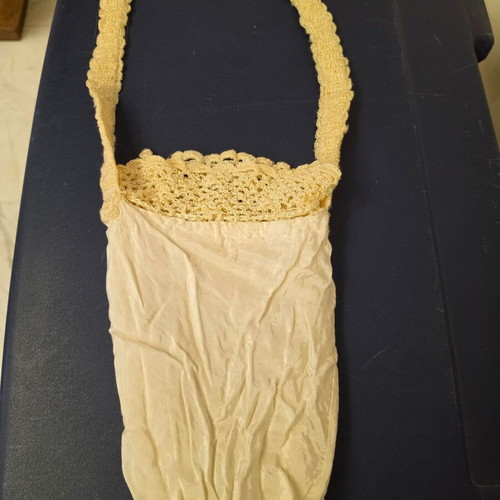 Handmade summer knitted shoulder bag, vintage style, beige