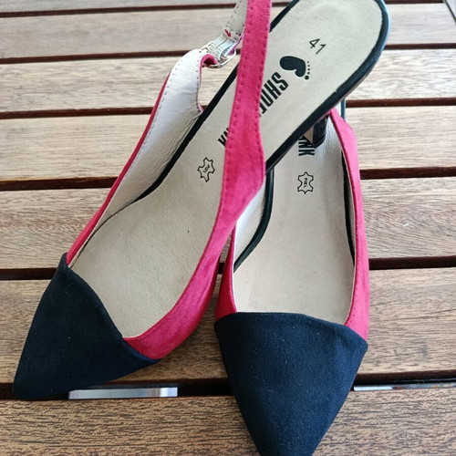 Slingback shoes two-tone (red-black) new size 41