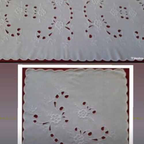 Embroidered white cutwork table runners set of five like new