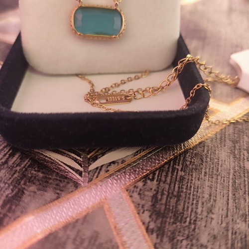 Necklace with turquoise stone new, gold color, stainless steel