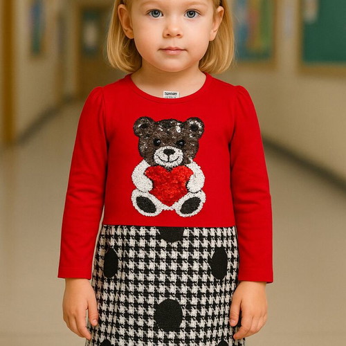Waves red dress like new, size 104 cm for 4 years old