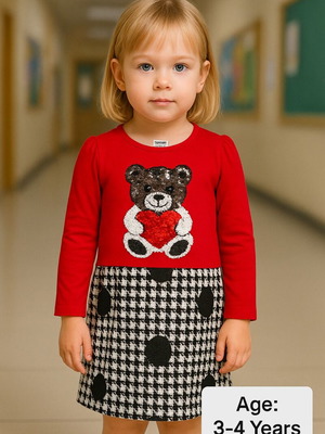 Waves red dress like new, size 104 cm for 4 years old