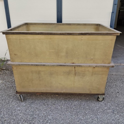 Fiberglass bin with wheels like new