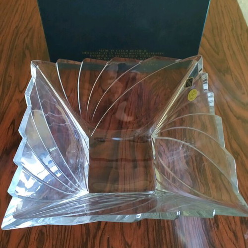 Bohemia Crystal Vase new, height 10 cm, plate 26 cm