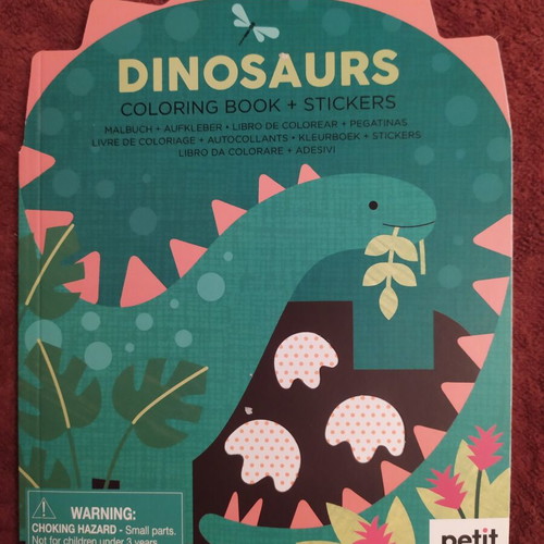 Dinosaurs Coloring Book with Stickers Petit Collage new