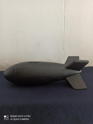 Bomb-shaped piggy bank new, Russian gypsum art piece