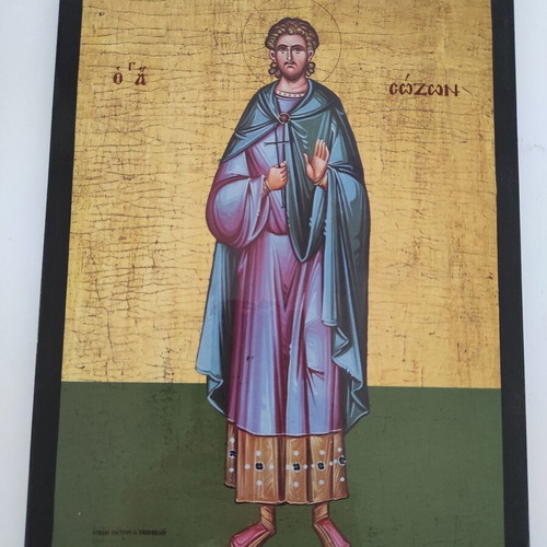 Wooden Icon of Saint Sozon new, 26x20x1 cm