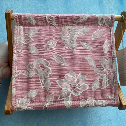 Small pink floral storage basket