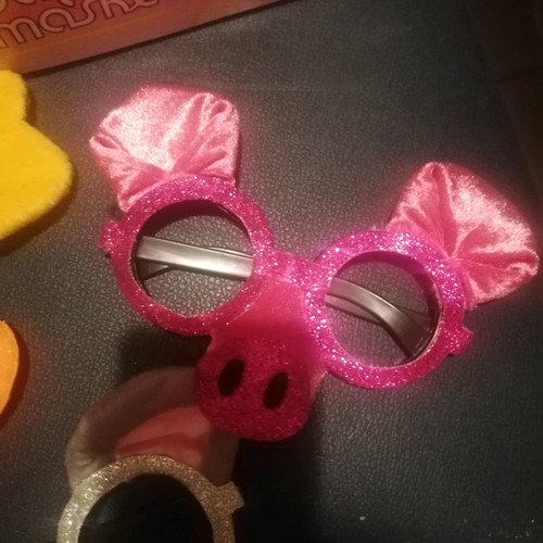 Carnival masks used, pack of 3 (duck, mouse, pig)