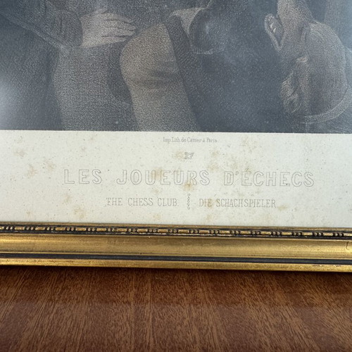 Lithograph The Chess Club used, chess theme 61x48