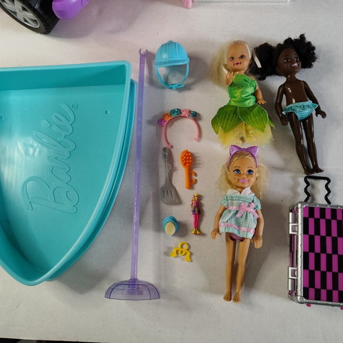 Barbie toys used, dolls, dollhouse, car, parts set