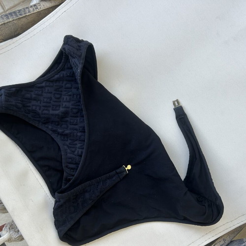 Fendi one-piece swimsuit with cutouts and terry fabric, black