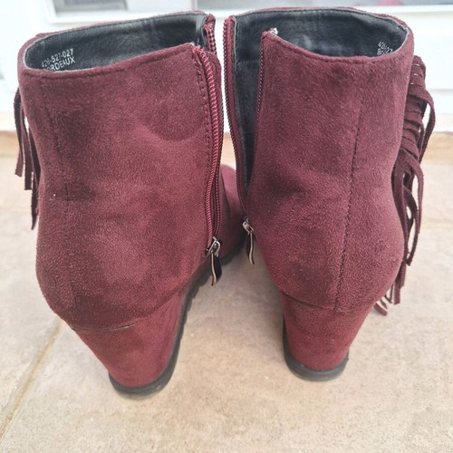 Burgundy ankle boots with fringes size 36 used